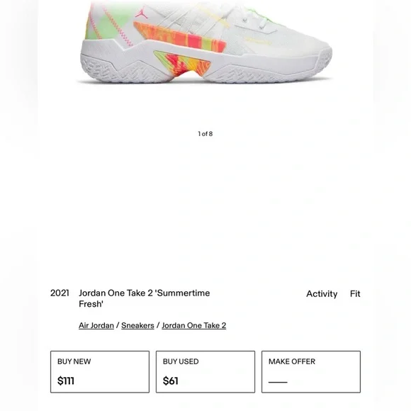 Jordan One Take 2 'Summertime Fresh’
Youth Size 5.5 - Picture 9 of 10